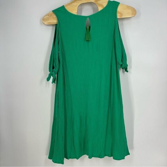 SOFT SURROUNDINGS Cold Shoulder Gauze Fabric Kelly Green Dress Sz 1X - Picture 7 of 9